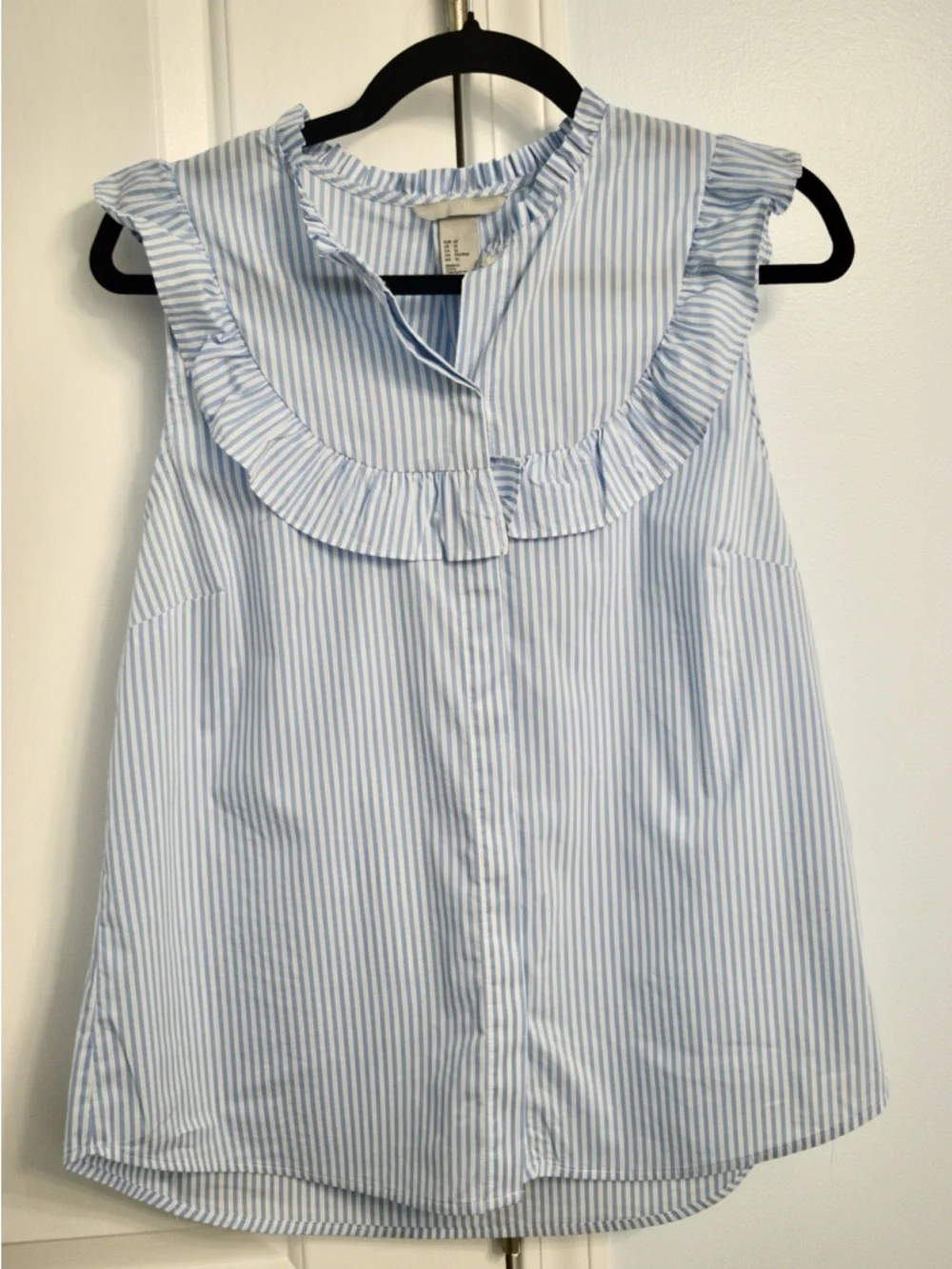 H&M Sleeveless Blouse Women’s Blue and White Striped Size 12 - Picture 9 of 15